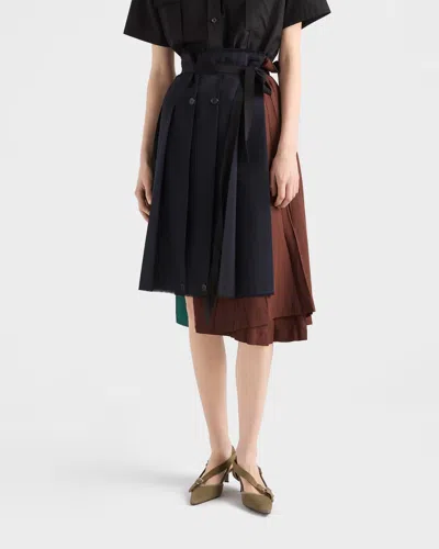 Prada Rush Stitch Fabric Patchwork Skirt In Multi