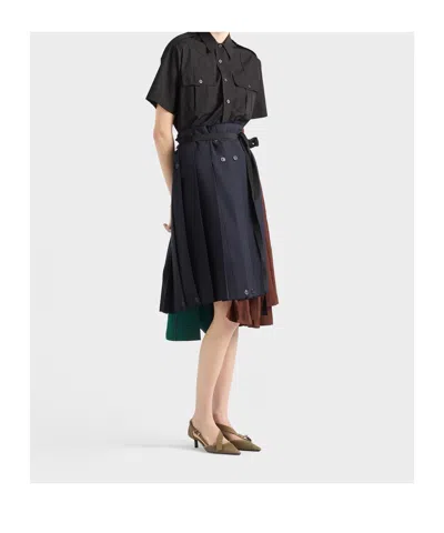Prada Rush Stitch Fabric Patchwork Skirt In Multi