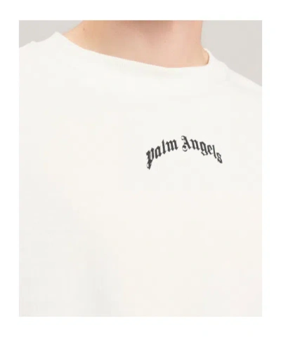 Palm Angels Back Curved Logo Loose Crew In Neutral