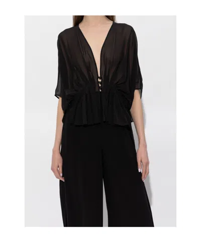 Max Mara Sheer Button-front Blouse In Black