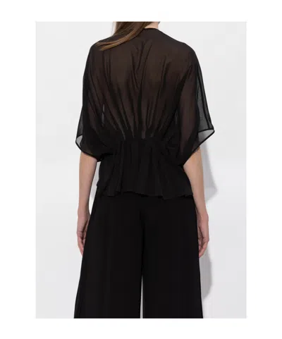 Max Mara Sheer Button-front Blouse In Black