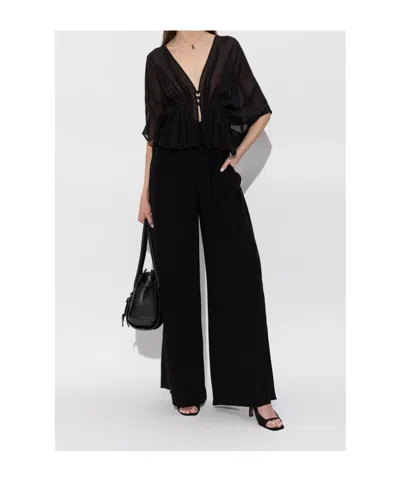 Max Mara Sheer Button-front Blouse In Black