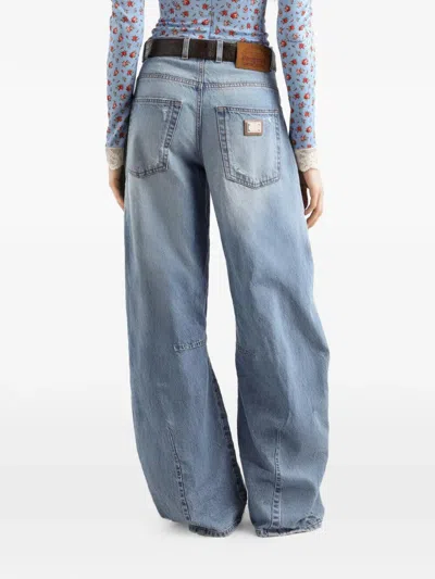 Dolce & Gabbana Cotton Denim Jeans Regular Fit Wide Leg In Blue