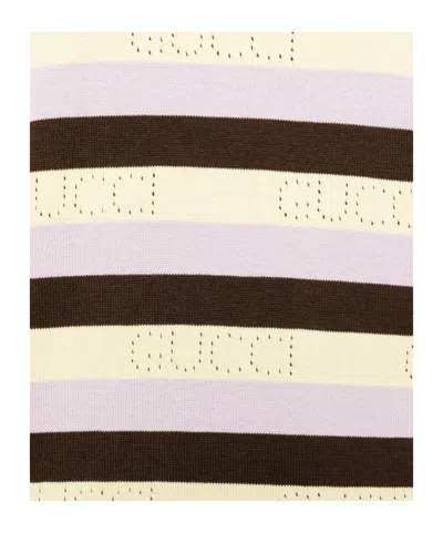 Gucci Button Striped T-shirt In Yellow