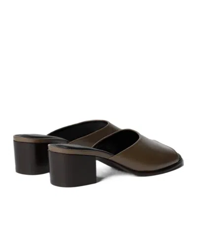 Lemaire Square Heeled Mules 55mm Dark Brown