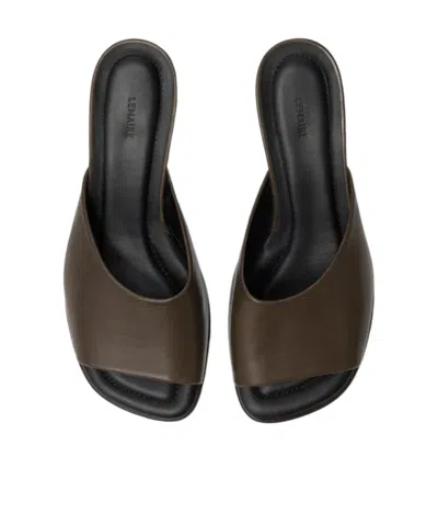 Lemaire Square Heeled Mules 55mm Dark Brown