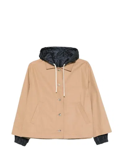 Herno Hooded Jacket Two Tone Design In Brown