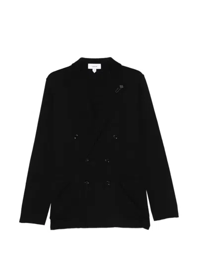 Lardini Double-breasted Black Tailored Jacket With Structured Lapel In Black