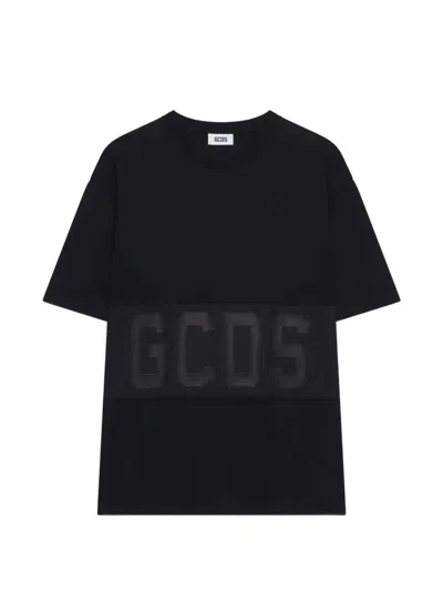 Gcds Man T-shirt Z0mlqc109j101 999b Band Logo Tonal Loose Ss T-shi Black In Black