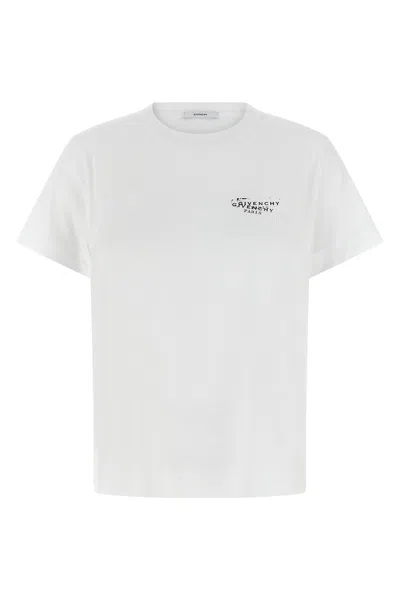 Givenchy White Crew Neck T-shirt With Logo On Front And Back In Cotton Woman In Gray