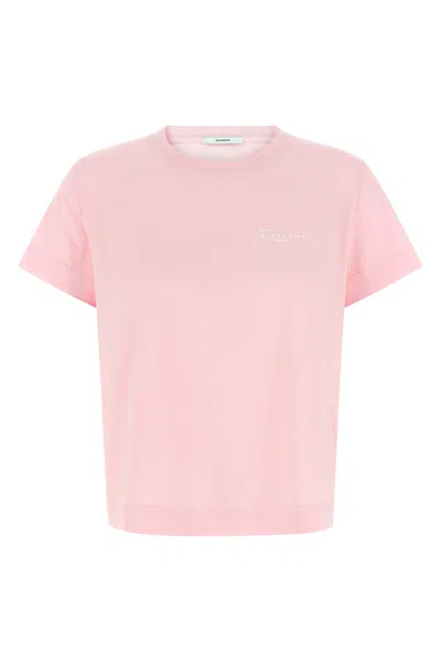 Givenchy Crew Neck Short Sleeve Straight Hem Top In Pink