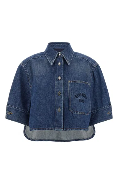 Givenchy Cropped Cocoon Shirt In Medium Denim Clothing In Blue