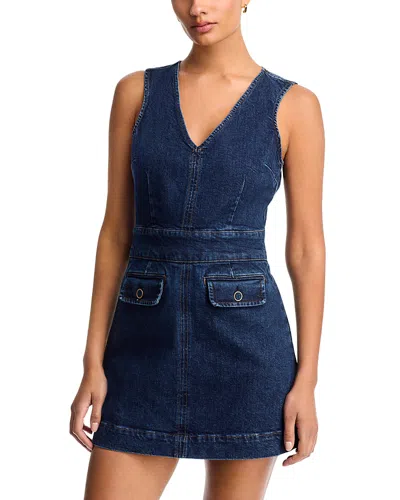 Paige Sylvia Denim Mini Dress Ballast In Blue