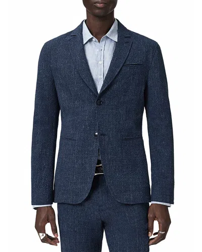 John Varvatos Check-pattern Notched-lapel Jacket In Blue