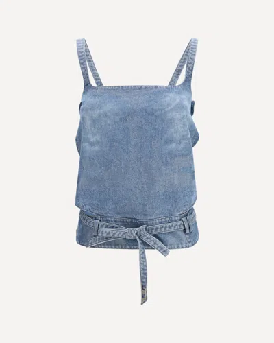 Diesel Light Blue Denim Crop Top With Square Neckline