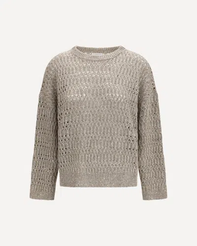 Brunello Cucinelli Micro Sequin Sweater Sweaters And Cardigans Beige In Neutral