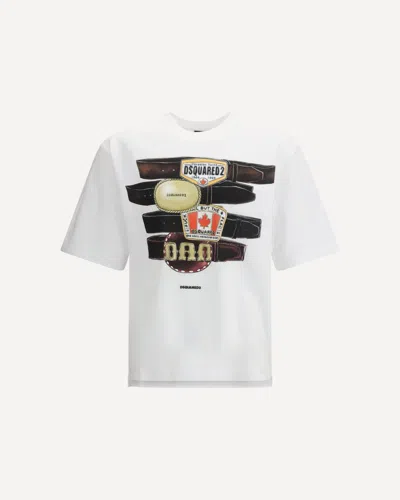 Dsquared2 Men T-shirt In Cotton With Graphic Print In White