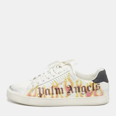 Palm Angels Spray Print Flame Logo Sneakers In Neutral