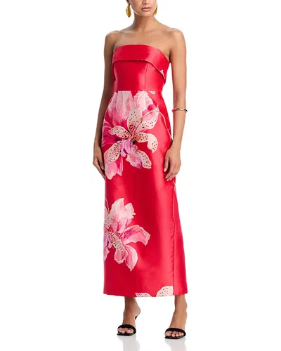 Milly Ciara Placed Floral Strapless Faille Column Gown In Multi