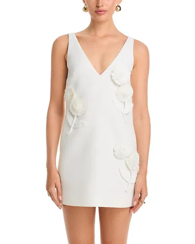 Self-portrait White Crepe Embellished Flower Mini Dress White In White