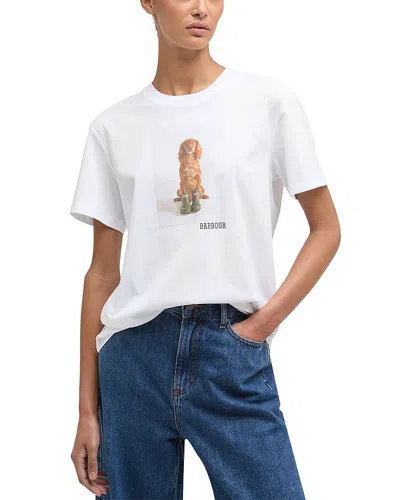 Barbour Bedale Cotton T Shirt With Print In White