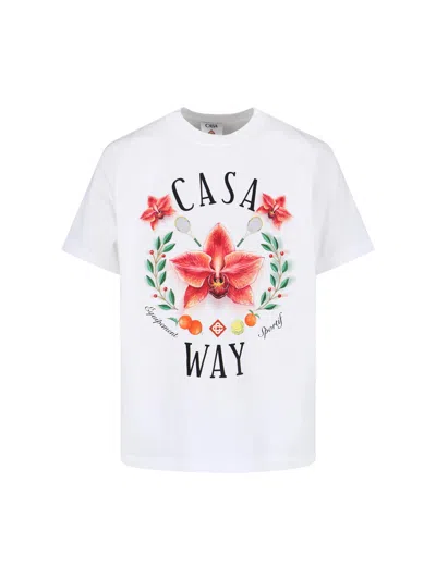 Casablanca Casa Way Orchid Organic Cotton T Shirt In White