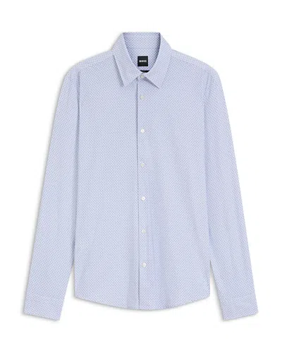 Hugo Boss Slim-fit Shirt In Printed Performance-stretch Jersey In Neutral