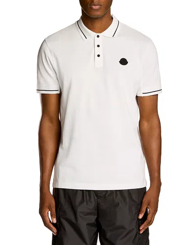 Moncler White Logo Patch Cotton Polo In White