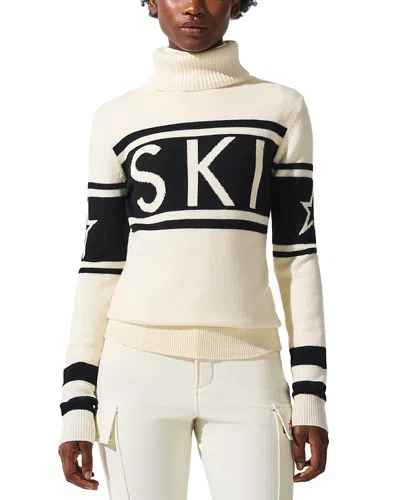 Perfect Moment Schild Intarsia Merino Wool Turtleneck Sweater In Neutral