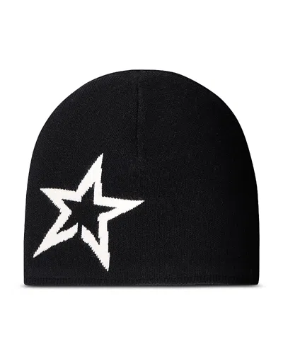 Perfect Moment Womens Jet Black Star-logo Merino-wool Beanie Hat