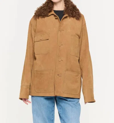Plan C Shearling-collar Pocket Jacket In Orange