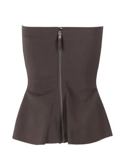 Rick Owens Brown Solid Strapless Top In Brown