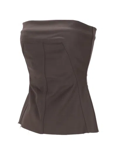 Rick Owens Brown Solid Strapless Top In Brown