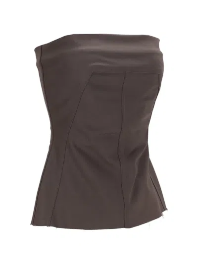 Rick Owens Brown Solid Strapless Top In Brown