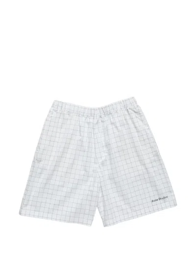 Acne Studios Grid Shorts In White