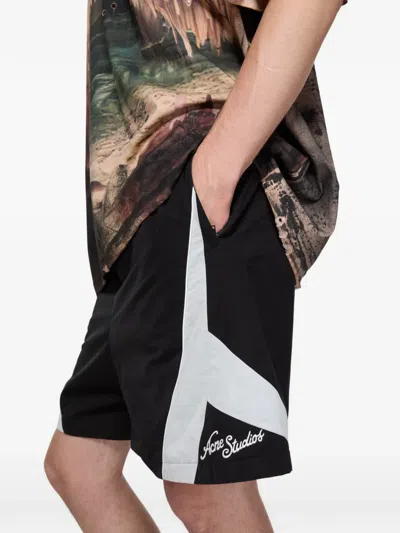 Acne Studios Contrast Panel Shorts In Black