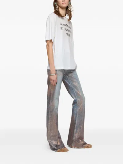 Acne Studios Fitted Glitter Flared Trousers In Gray