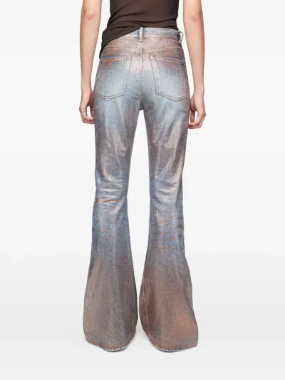 Acne Studios Fitted Glitter Flared Trousers In Gray