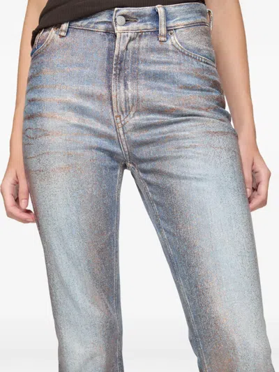 Acne Studios Fitted Glitter Flared Trousers In Gray