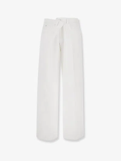 Agolde Vana Fold Wide-leg Jeans In White