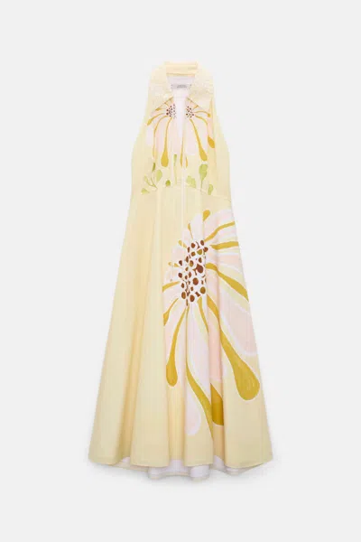 Dorothee Schumacher Floral Power Floral Cotton-blend Midi Dress In Neutral