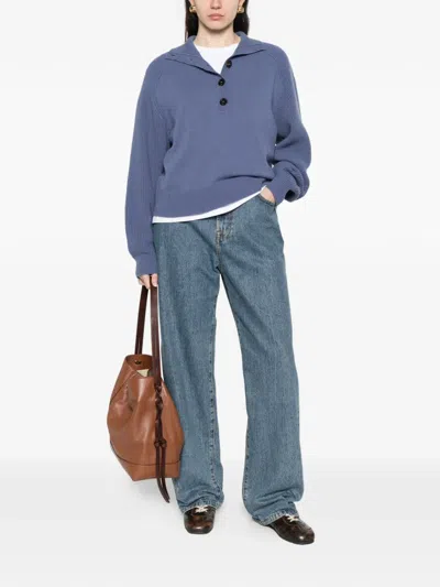 Bompard Buttoned Sweater In Blue