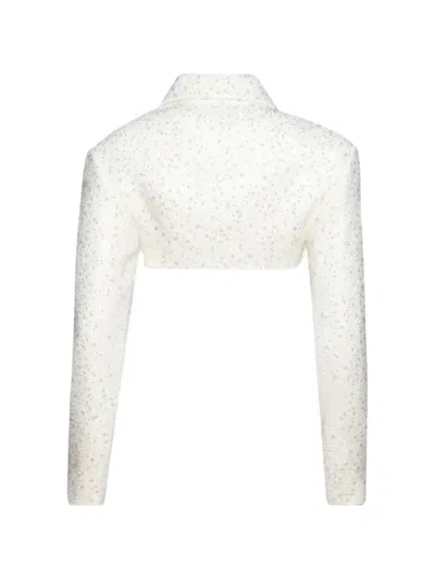 David Koma Sequin-embellished Cropped Jacket In White