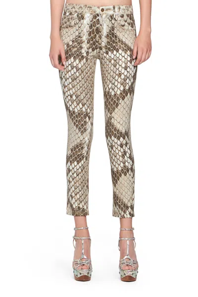 Roberto Cavalli Python Print Jeans In Animal Print