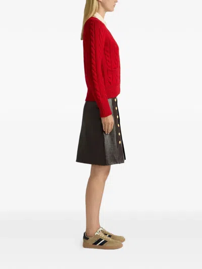Bally Cable-knit Patch-pocket Cardigan In Red