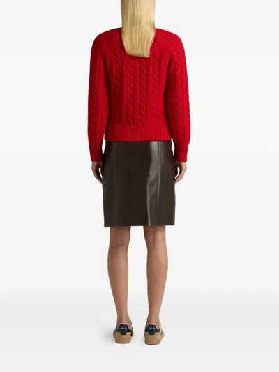 Bally Cable-knit Patch-pocket Cardigan In Red