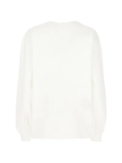 Ganni White Basic Cotton Jersey Long Sleeve T-shirt In White