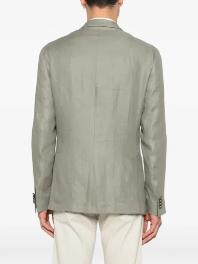 Corneliani Academy Light Double-breasted Patch-pocket Jacket In Gray