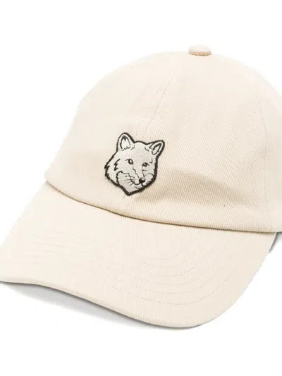 Maison Kitsuné Fox Head Baseball Cap In Neutral