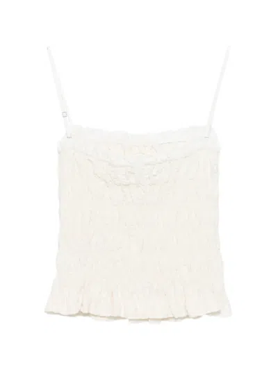 System Ruffled Strap Top In White